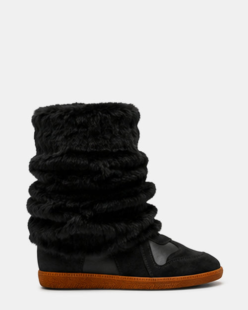 MAVIS FAUX FUR BLACK SUEDE  Famous | Online Store